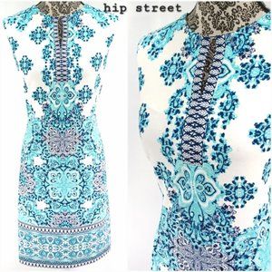 STUDIO ONE Sleeveless Medallion Print Stretch Shift Dress 16